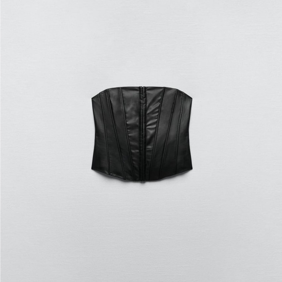 Zara Tops - ZARA Faux Leather Corset Top in Black